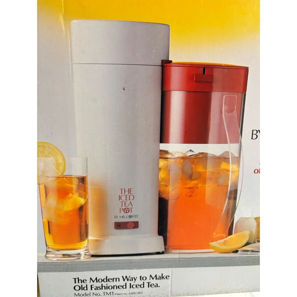 Vintage Mr. Coffee The Iced Tea Pot TM1 2 Quart Iced Tea Maker 1990 White Red